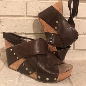 Antelope Leather Wedge Velcro Back Sandal